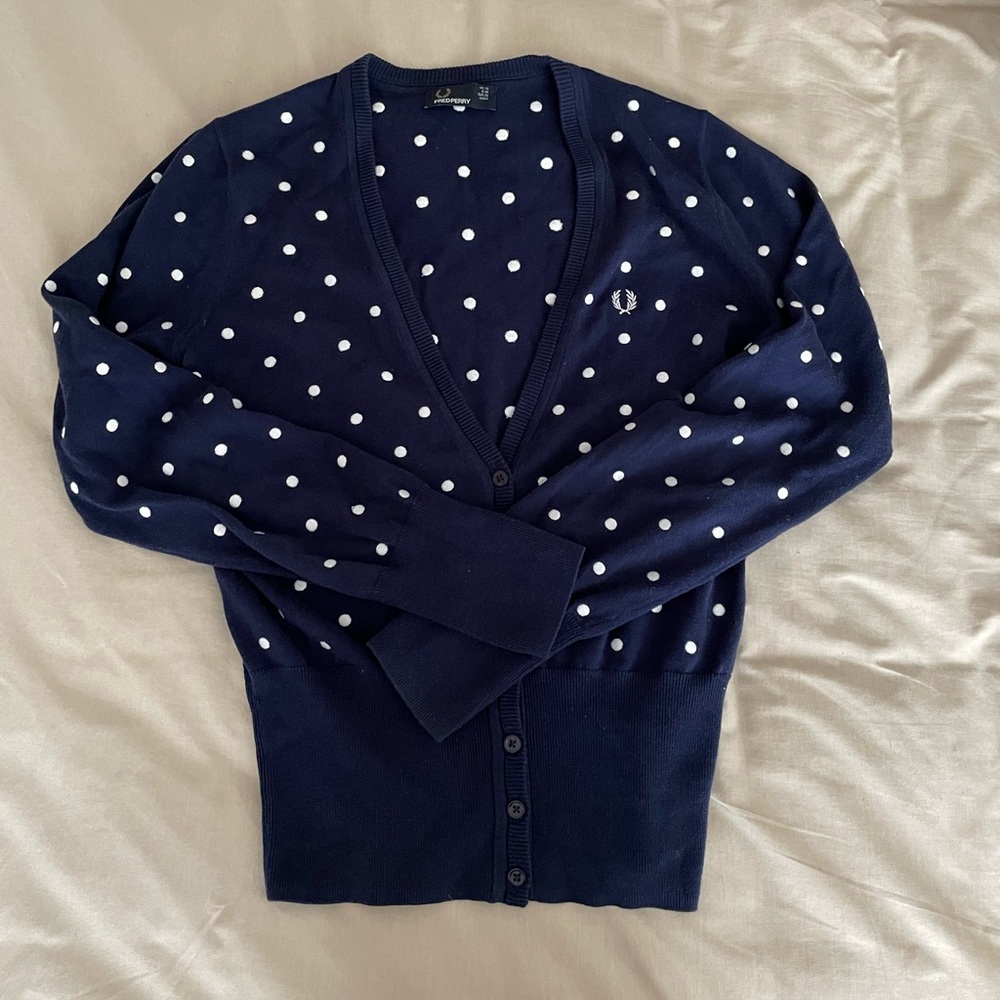 COPY - Fred Perry V neck Polka dot Cardigan